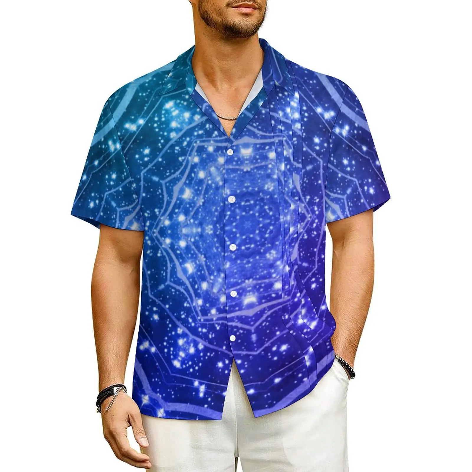 

Purple Ombre Beach Shirt Galaxy Geode Night Sky Hawaiian Casual Shirts Man Cool Blouses Short Sleeve Streetwear Custom Clothes