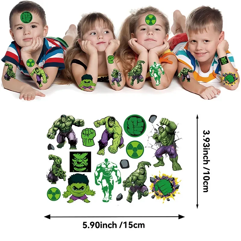 

Hulk Tattoo Sticker Eco-Friendly Vegan Temporary Tattoos, Biodegradable Materials Disposable Themed Birthday Party Use Stickers