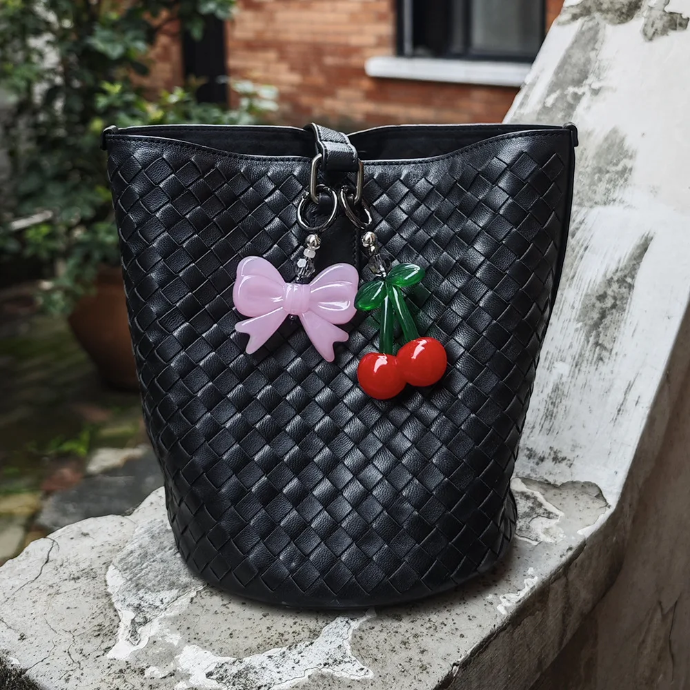 HERLOOK Big Cherry Bag Charm Keychain Bowknot Pendant Y2K Cute Bag Accessories Gift for Teen Girls Birthday