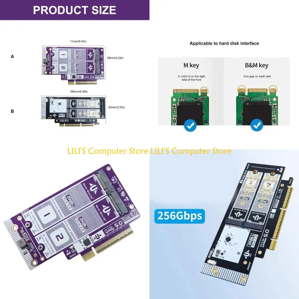 

A52B PCIE 5.0 To M.2 NVMe Adapter Card NVME Expansion M M.2 Support