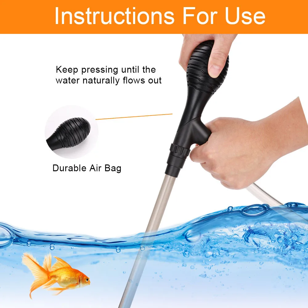 Aquarium Hand Push Water Changer Manual Suction Device Sand Washing Pump Siphon Cleaning Tool Sand Washing Siphon Water Pump