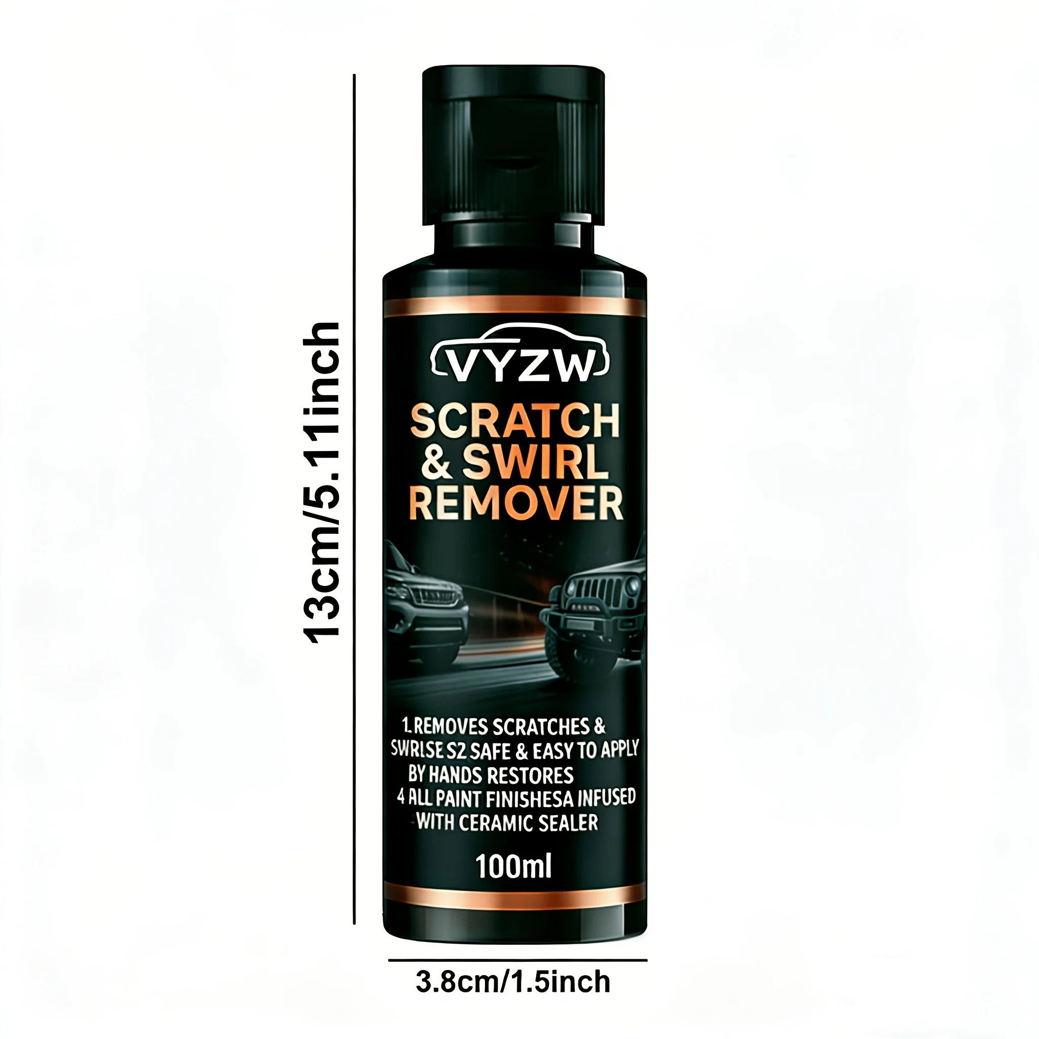 Car Scratch & Swirl Remover - VYZW 100ml Paint Correction Polish, Restores Shine & Protects with Ceramic Sealer