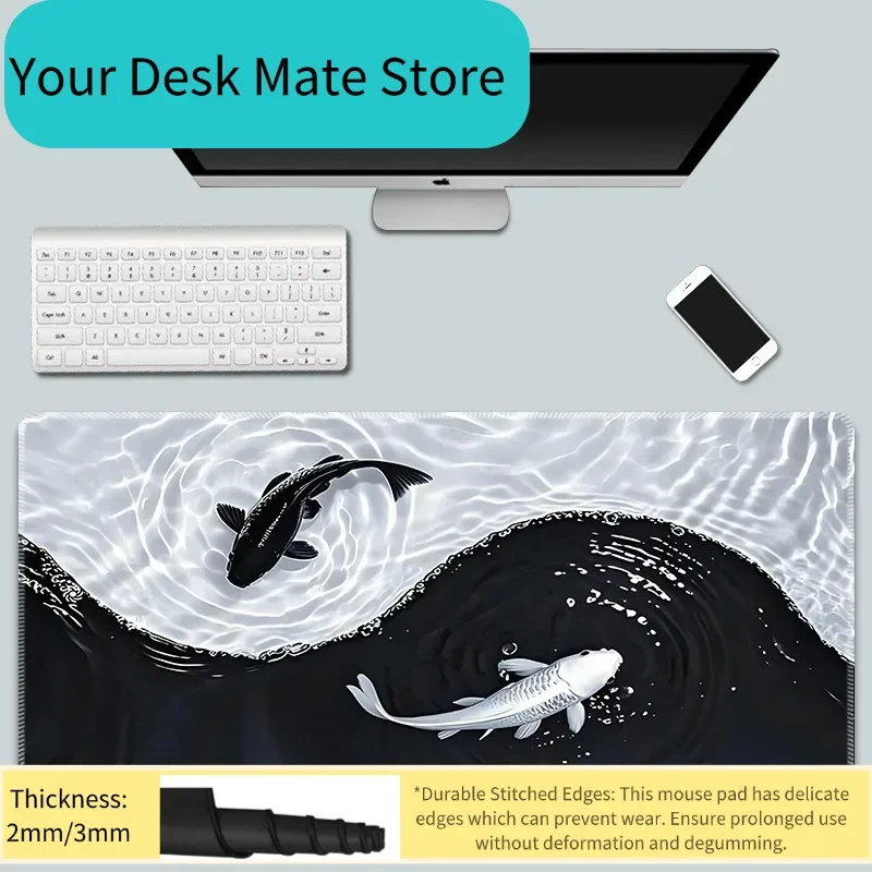Chinese Tai Chi Water Splash Extended Gaming Mouse Pad Waterproof Non-slip