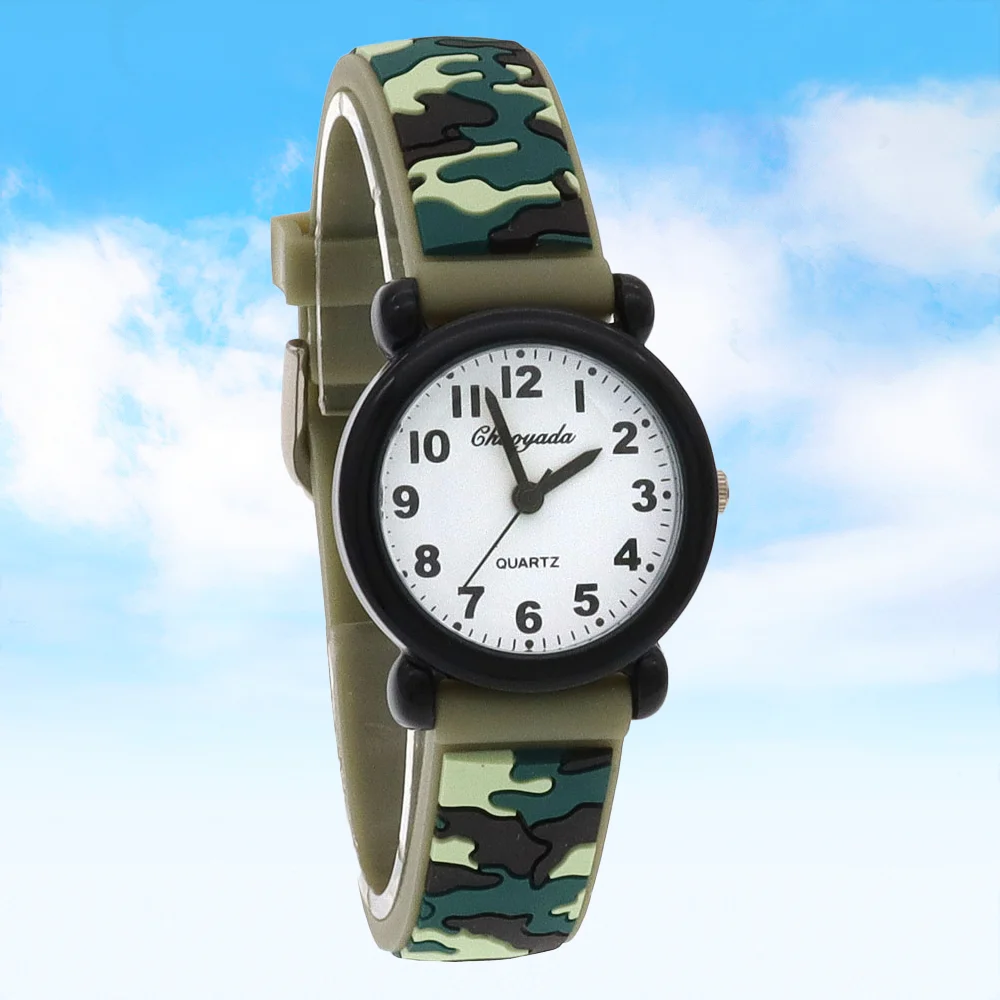 Fashion Camouflage Silicone Strap Quartz Watches for Boys & Girls Waterproof Digital Kids Clocks Cool Students Timepieces