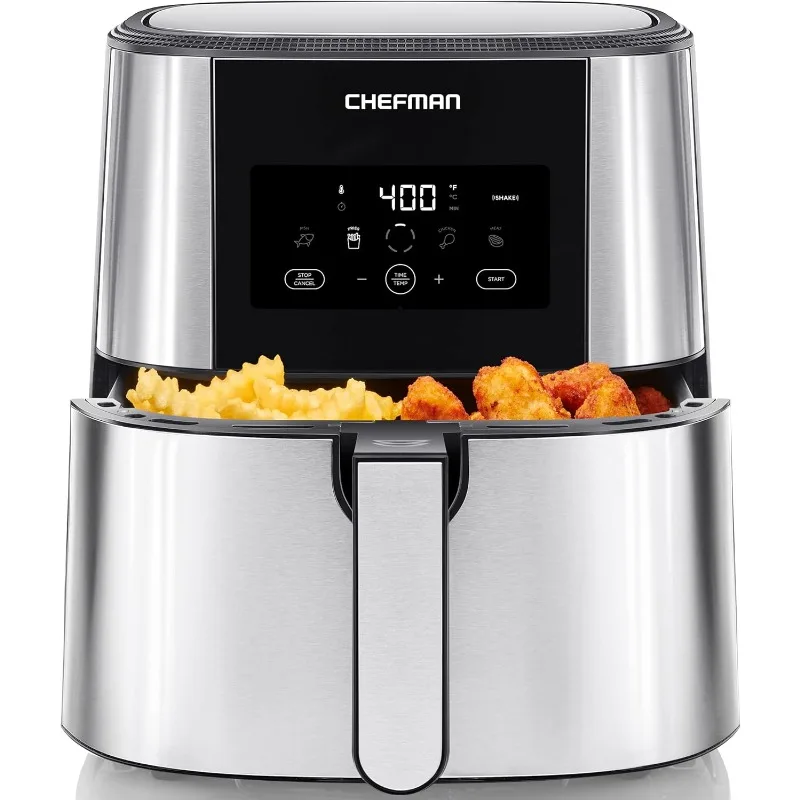 

CHEFMAN 2 in 1 Max XL 8 Qt Air Fryer, Healthy Cooking, User Friendly, Basket Divider For Dual Cooking, Nonstick Stainless Steel,