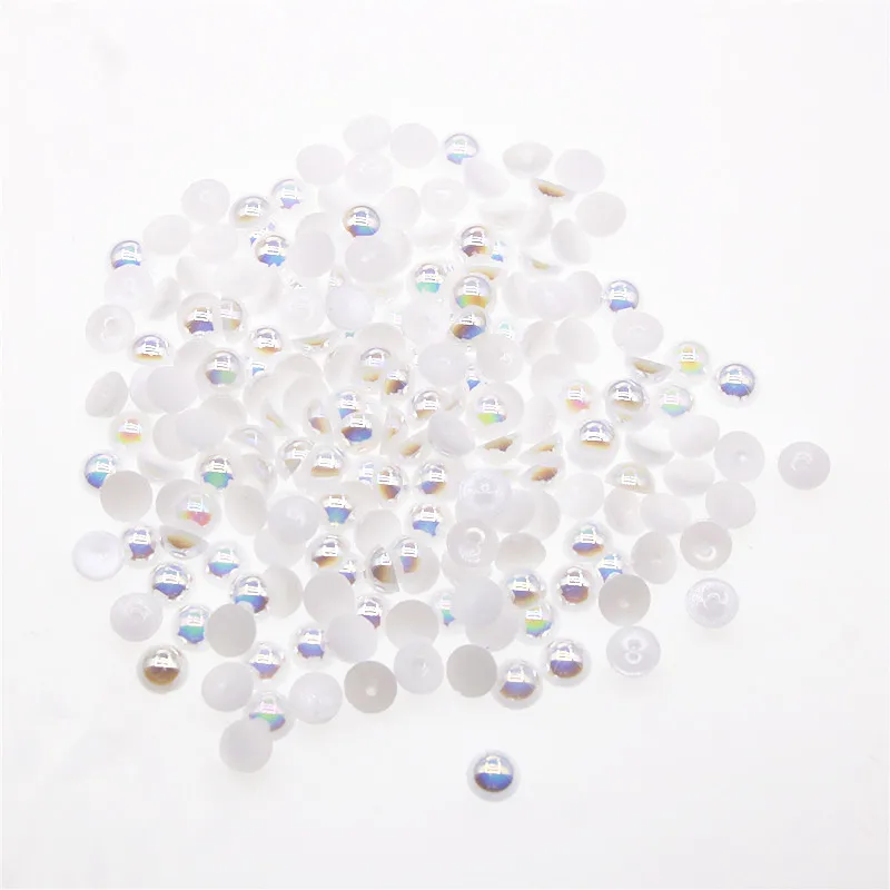 Weiß AB Halbe Runde Perle Perlen Harz Flache rückseite Cabochon Simulierte Perle Perlen 2mm/3mm/4mm/5mm/6mm/8mm/10mm/12mm