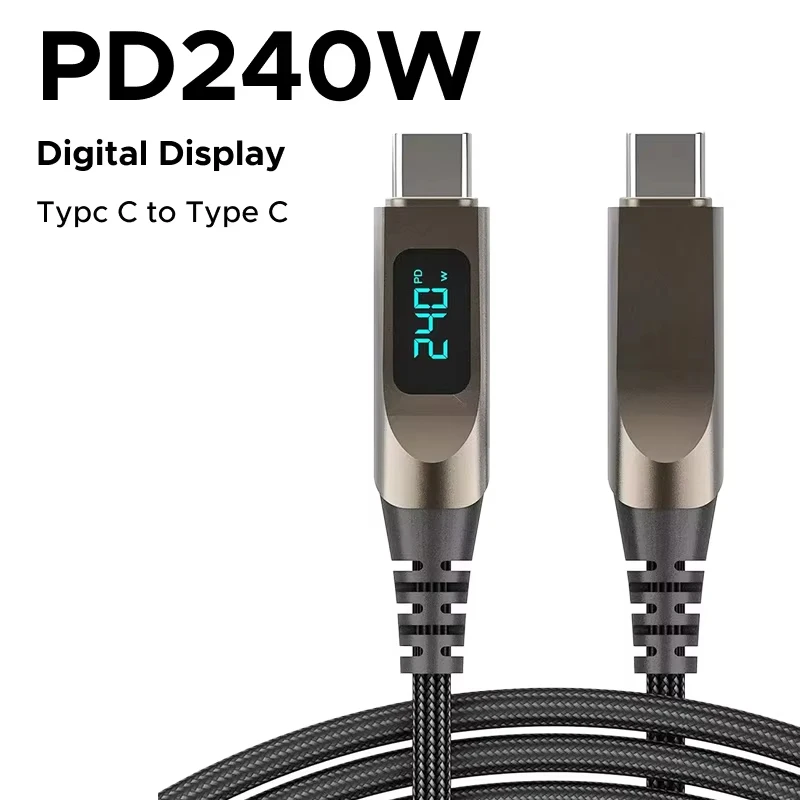 

240W Real-time Digital Display Data Fast Charging Cable Type-C Cord for iPhone 15 16 17 pro max Xiaomi Android Charger