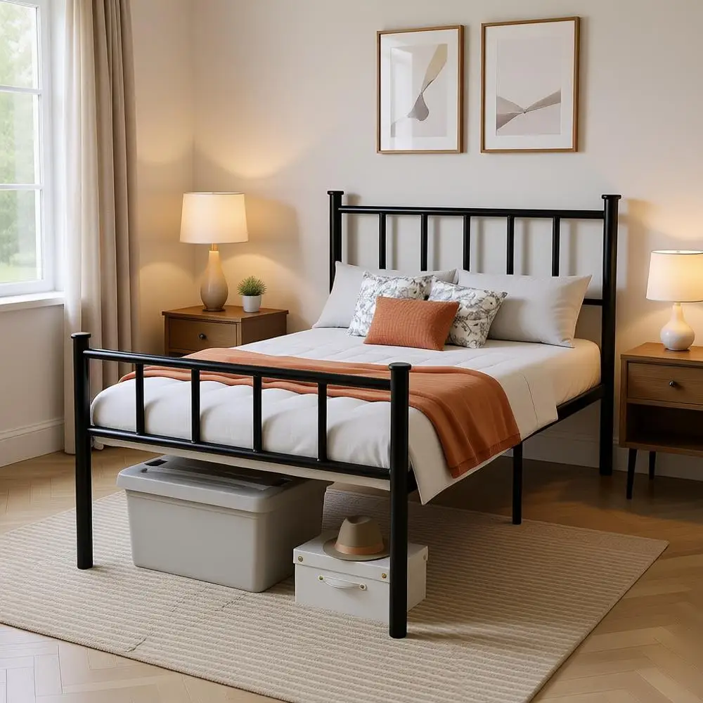 

Metal Platform Twin Bed with Sturdy Steel Slats, No Box Spring Needed, Easy Assembly, Black