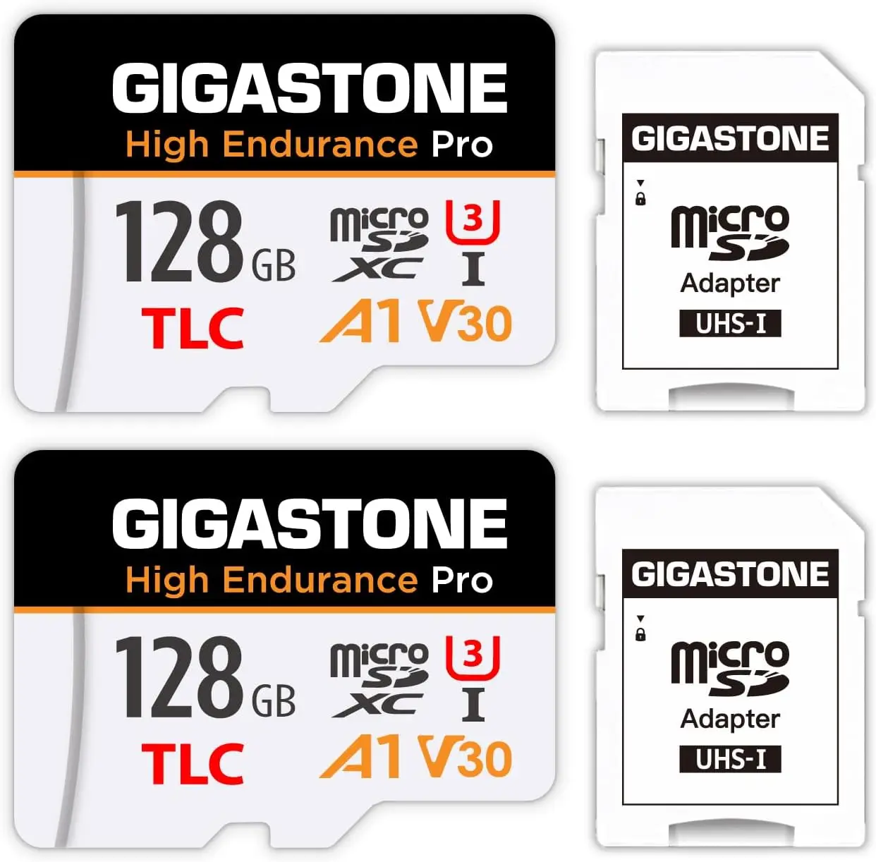 

128GB Micro SD Card 2-Pack, High Endurance Pro for Dash Cam, Speed Up to 100MB/s, 4K UHD, Waterproof
