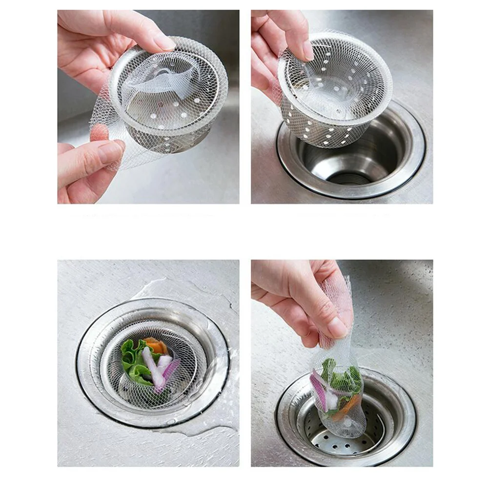 

100Pcs Kitchen Sink Filter Mesh Garbage Bag Anti Clogging Stretchable Flexible Trash Strainer Disposable Drain Debris Filter Bag