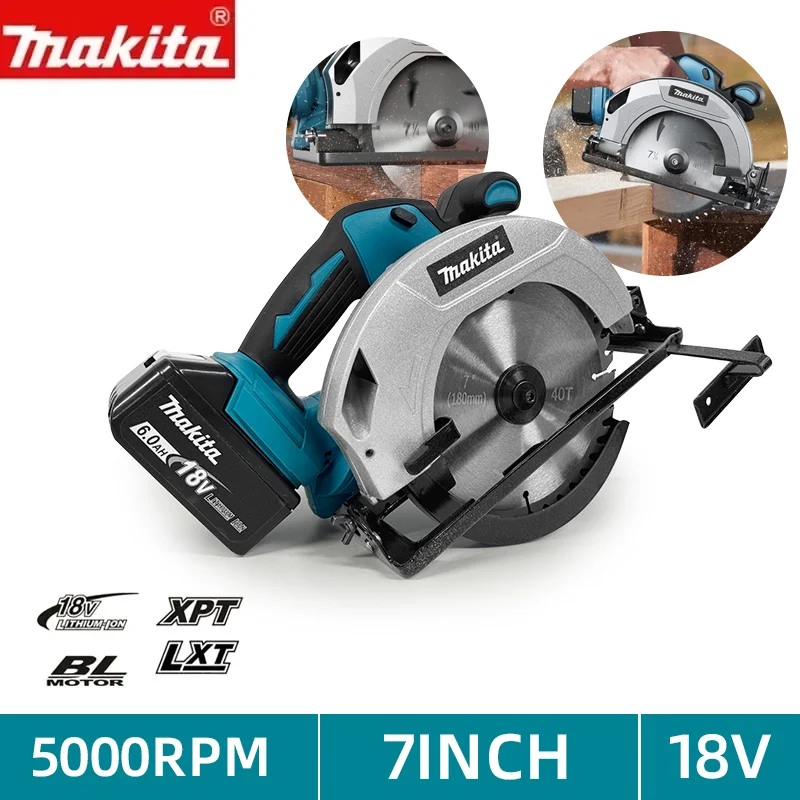 Makita 5000RPM Brushless Circular Saw 7 Inch Cordless Handheld Woodwork Saw Adjustable Cutting Depth Multifunction Tool