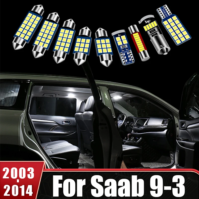 For Saab 9-3 93 2003 2004 2005 2006 2007 2008 2009 2010 2011 2012 2013 2014 13pcs Car LED Light Map Bulb Trunk Light Accessories