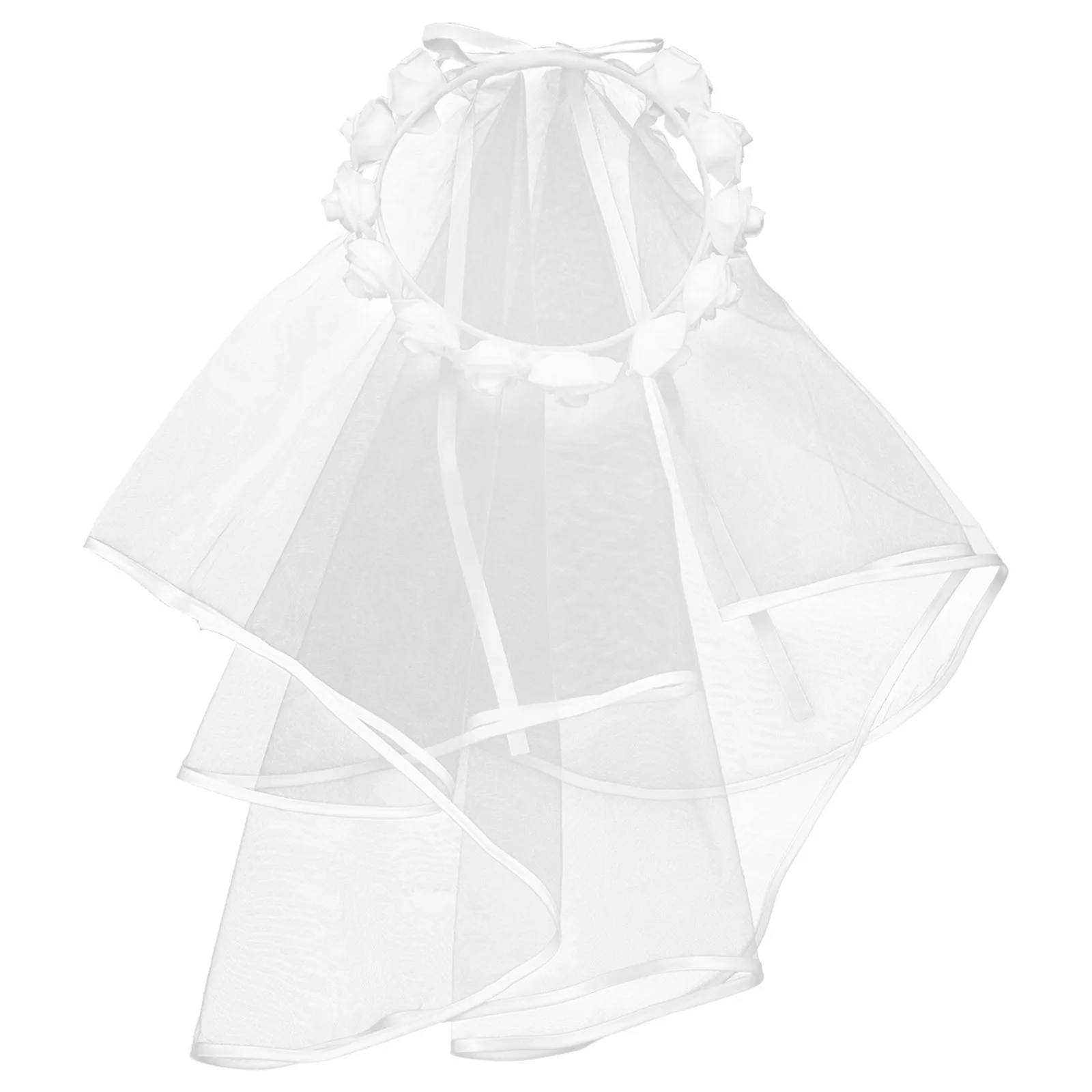 حجاب وردي حجاب زفاف قصير خفيف الوزن وناعم بتصميم عصابة رأس لحفلات الزفاف للعروس والنساء وإكسسوارات إكليل #6