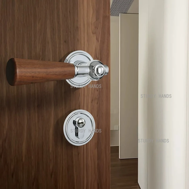 Chinese Style Zinc Alloy Silent Door Lock Bedroom Interior Door Handle Lock Security Mute Door Lock Household Hardware Supplies