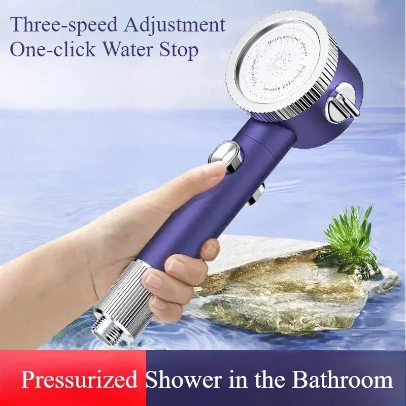 

Душевая насадка с большим расходом, аксессуары для ванной комнаты, 3 режима, регулируемая насадка для душа с дождевой насадкой, экономия воды под высоким давлением, насадка для душа