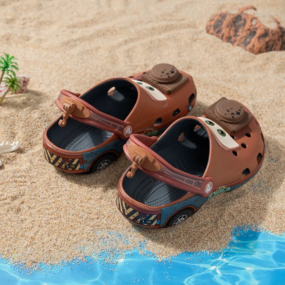 Cartoon Slippers Waterproof Eva Outdoor Sandals Car-Print Sandals Adult Casual Beach Suitable Casual Ankle-wrap Shoes Gift