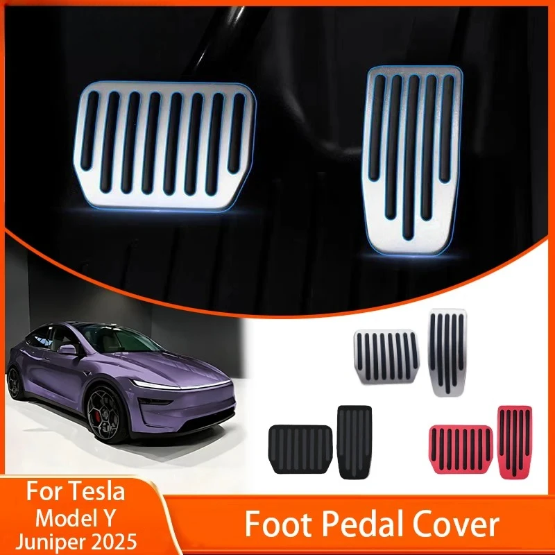 For Tesla Model Y Juniper 2026 Aluminum Foot Pedals Non-Slip Accelerator Brake Rest Pedal Pads Car Interior Accessories