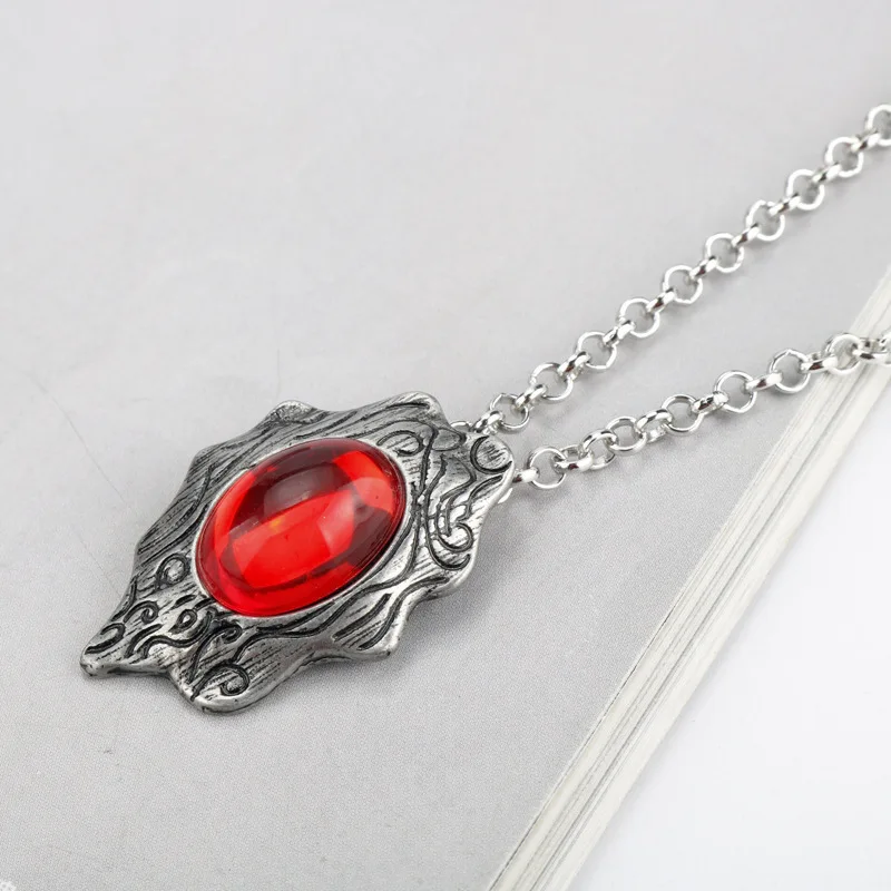 Movie Devil May Cry 5 Dante's Amulet Pendant Necklace Red Gem Inlaid  Cosplay Vintage Necklaces Jewelry Props Accessories