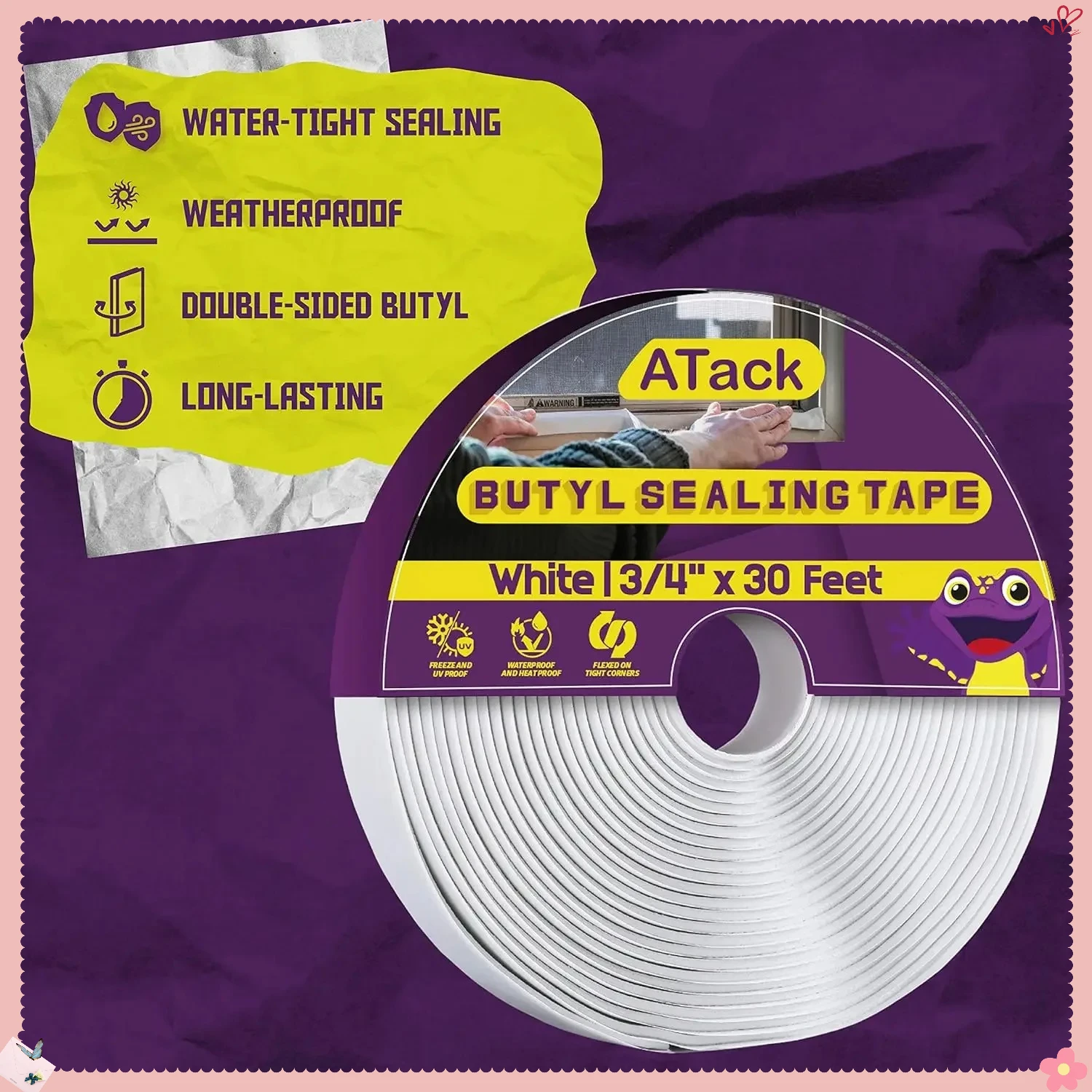 Ultieme RV-dakreparatietape: 1/8"x3/4"x30' butylafdichtstrip voor lekbescherming op campers, aanhangwagens en boten. Waterdicht!