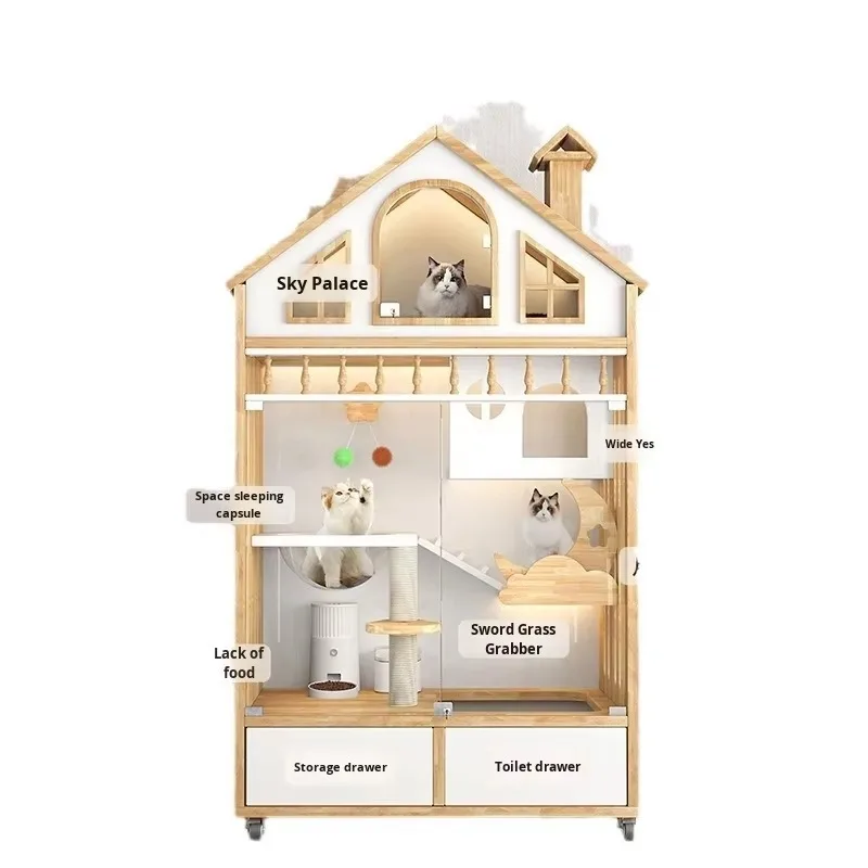 Direct Sale Manufacturer Eco-Friendly Solid Pattern  Villa Handmade Wooden Country House Castle Nest Assembled All