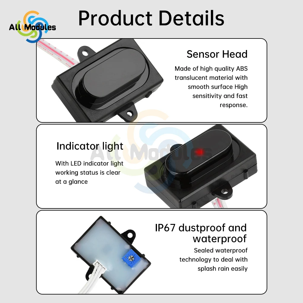 DC 5V Diffuse Reflection Sensor Infrared Proximity Switch Mirror Headlight Faucet Human Body Automatic Motion Sensor