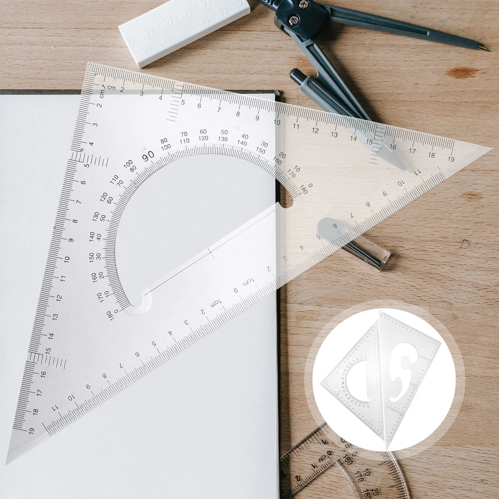 4 Pcs Multifunction Ruler Triangle Board Precision Scale Rulers Multipurpose Tool Plastic Measurement Rules Geometry