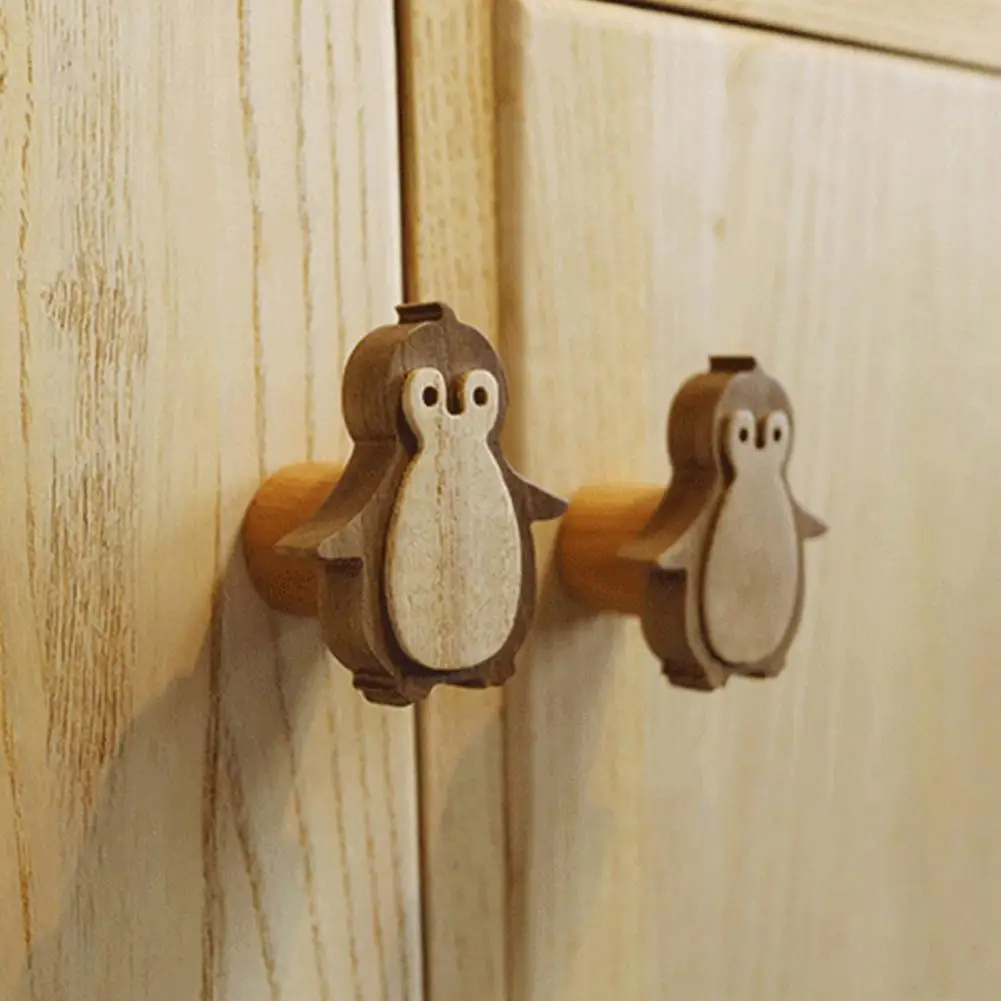 Wall-mounted Coat Hook Penguin Shape Clothes Hanging Hook Solid Wood Wall-mounted Storage Decor for Easy Installation Any Room