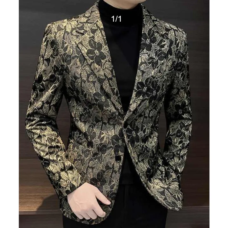

Мужская куртка с модным и высококачественным модным мужским повседневным маленьким костюмом. Новая весенне-осенняя коллекция цветочного костюма.