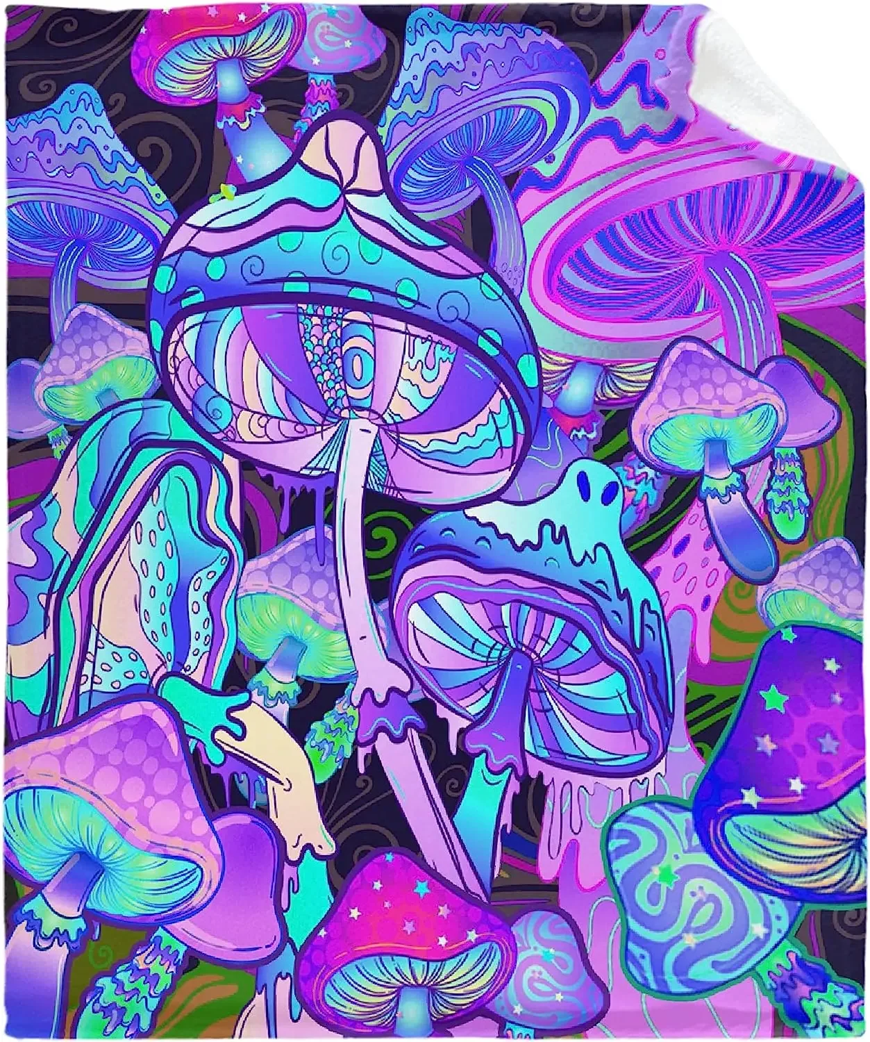 Trippy Mushroom Blanket, Throw Blanket Gifts for Women, Ultra Soft Warm Lightweight Flannel Fungus Sofa Bed Chair