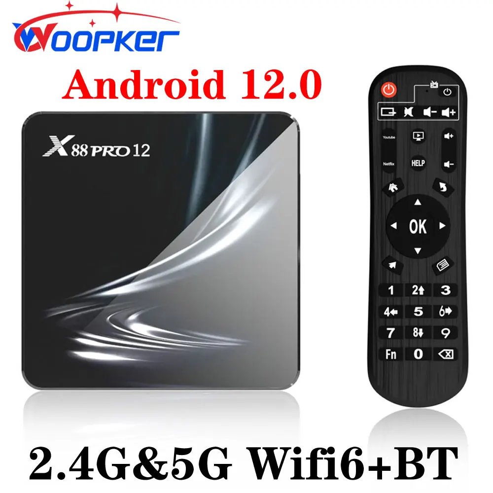 

WOOPKER X88 Pro 12 Smart TV Box Android 12 4K HD Dual Band WIFI6 Bluetooth Receiver Media Player HDR USB 3.0 Set Top Box