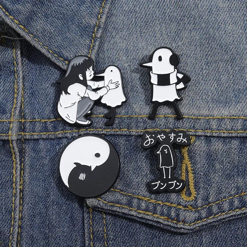 Cartoon Creative Character Metal Enamel Pins Anime character ghost Brooch Backpack Lapel Badge Animal Jewelry Gifts for Friends