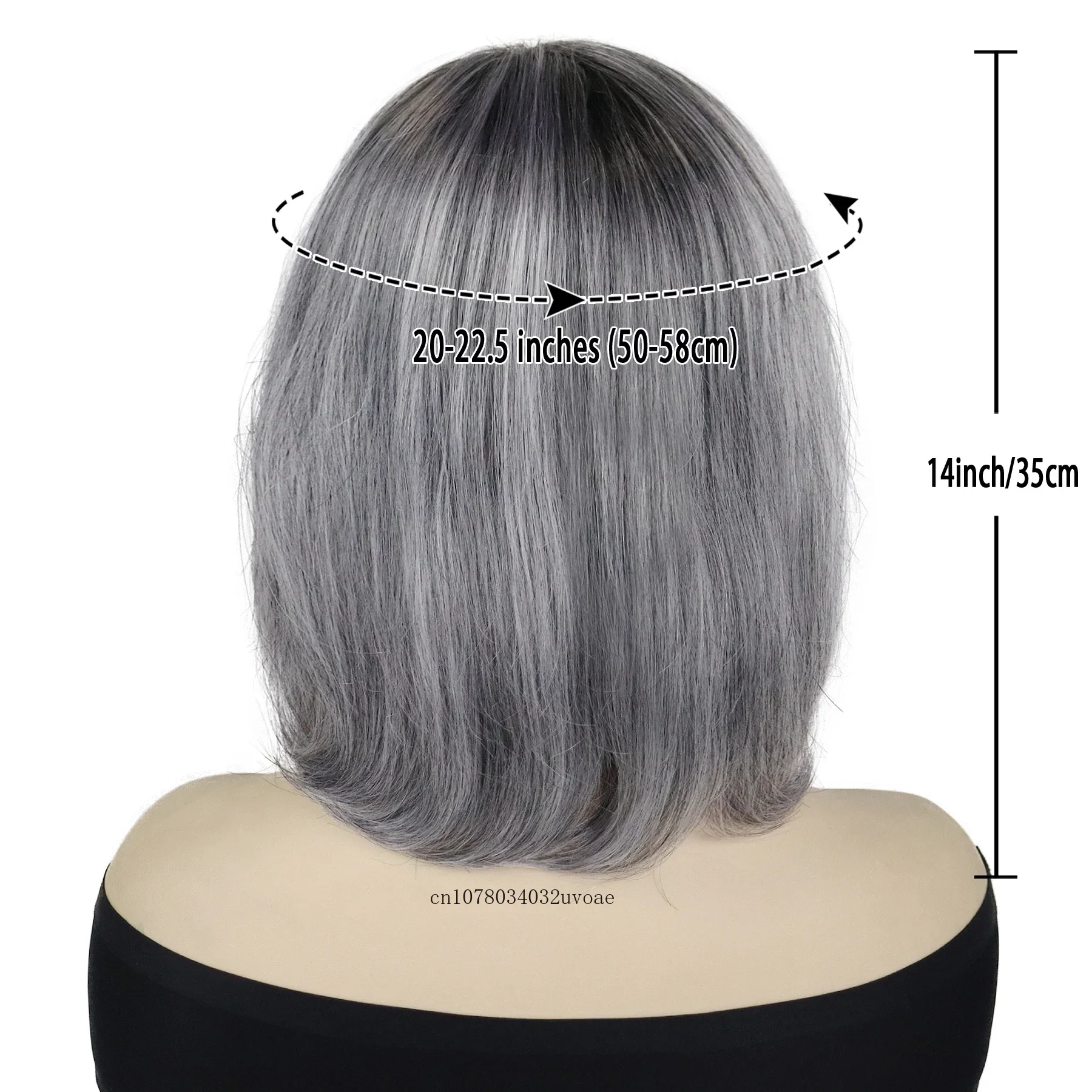 Short Grey Wig Natural Synthetic Bob Wigs Dark Root Seniors Women Wig Natural Haircuts Trendy Elderly Curly Hair Ombre Color Wig