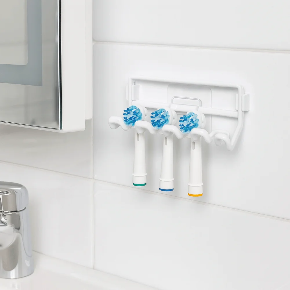 

4 Slots Multi-head Toothbrush Holder Self Adhesive Metal Toothbrush Storage Rack Wall Mounted Space Saving Toothbrush Organizer