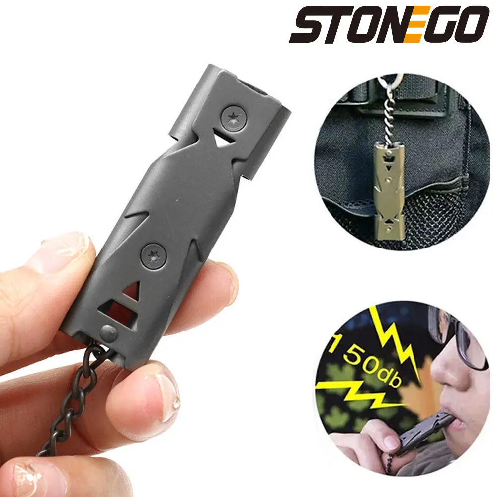 Stainless Steel Double Tube Popping Whistle Outdoor Distress Whistle High Frequency Earthquake Life Saving Whistle High Decibel