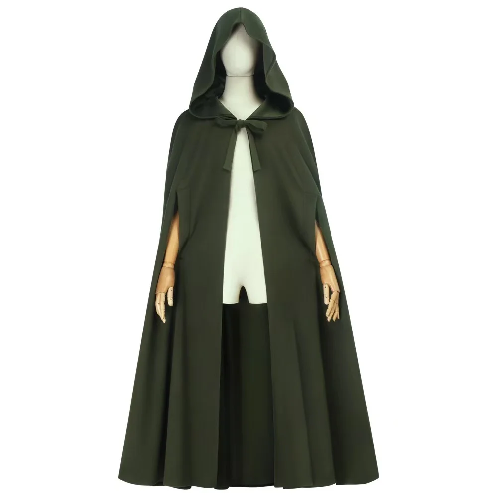 

European Medieval Unisex Velvet Hooded Cloak Hobbit Elf Cosplay Outer Long Robe Halloween Street Vampire Witch COS Cape Blended
