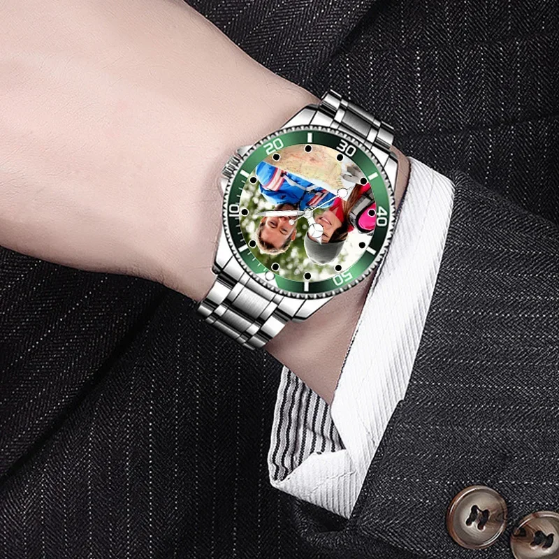 Benutzerdefinierte FotouhrUnisex RLX-Stil Uhr Druck Foto Logo auf Zifferblatt Bild Uhr DIY kreative Uhren für Männer und Frauen
