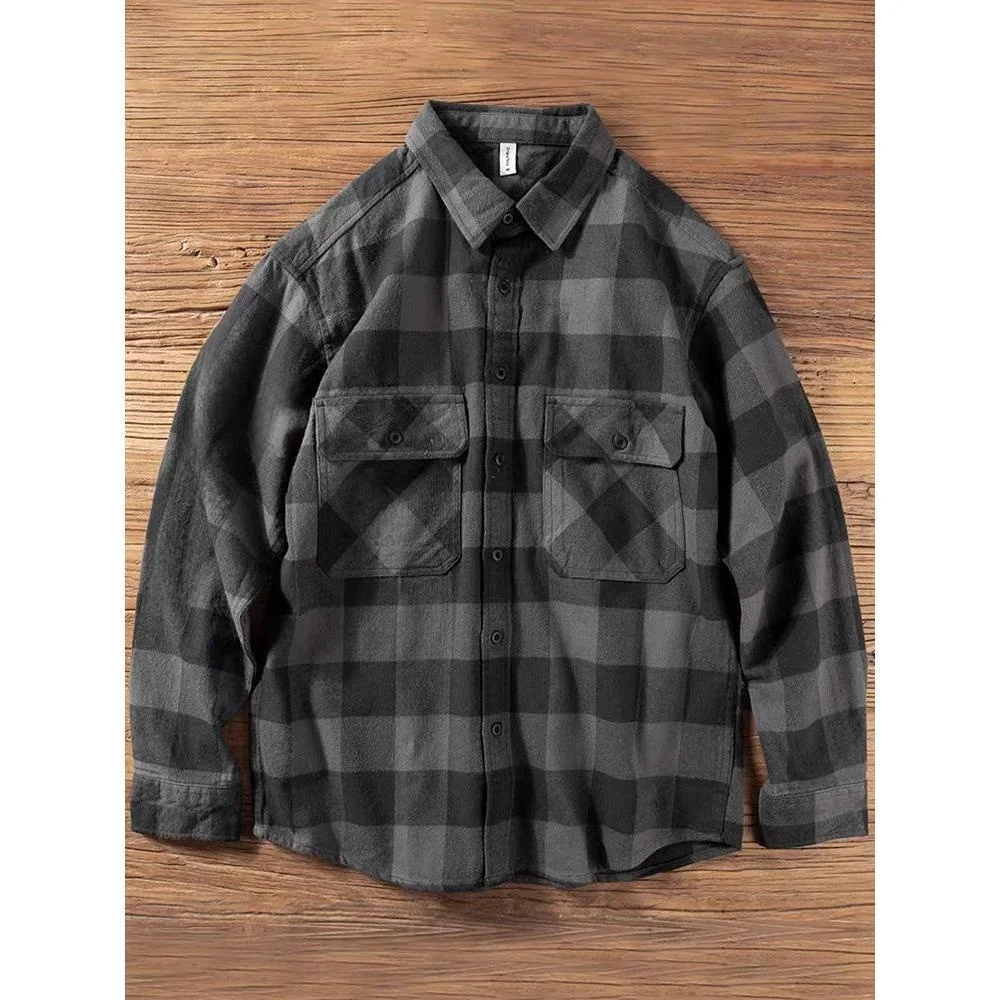 

Мужская длинная рубашка-накидка в клетку, свободного кроя, для весны и осени, в стиле ретро, японский стиль, молодежная мода, полиэстер...