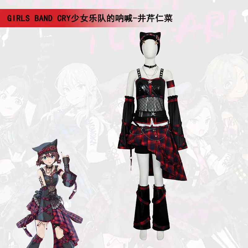 BAND CRY Nina Iseri ‌ Conjunto Completo de Alta Definición de Disfraz de Anime de Banda de Rock Femenina para Comic Con, Halloween, AniMuse