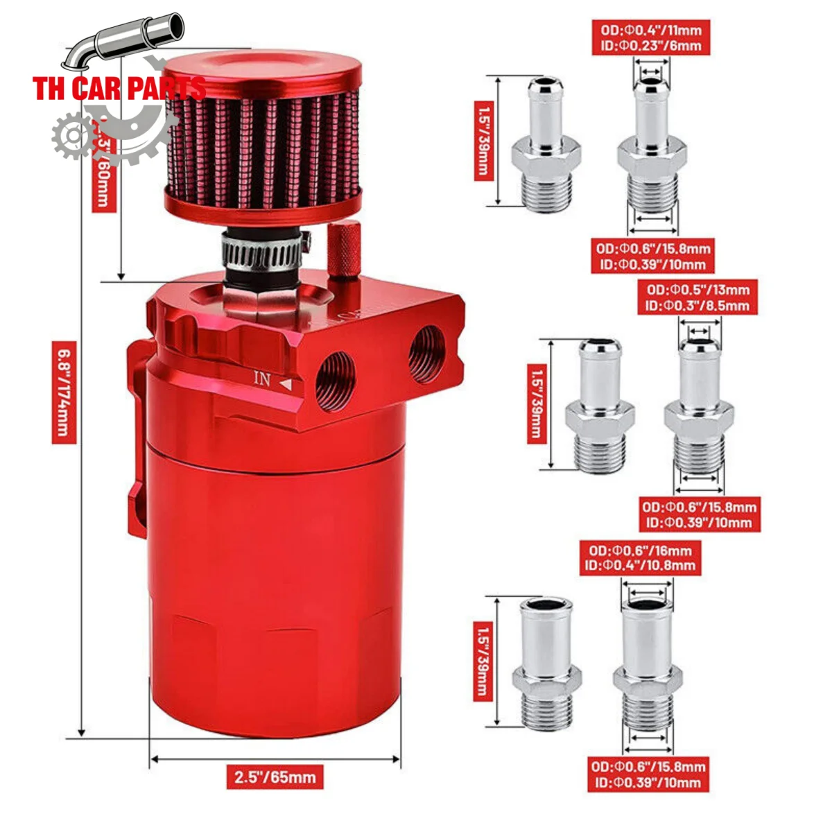 

Универсальный маслосборник для автомобиля, 300 мл, с вентиляцией, 3/8 дюйма, алюминий, четыре цвета