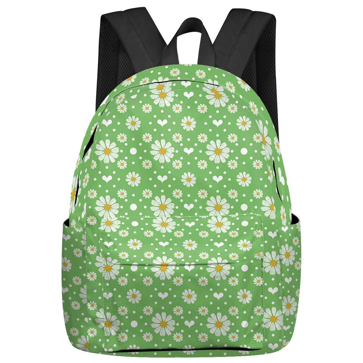 

White Daisy Love Green Feminina Backpacks Teenagers Student School Bags Laptop Custom Backpack Men Women Female Travel Mochila