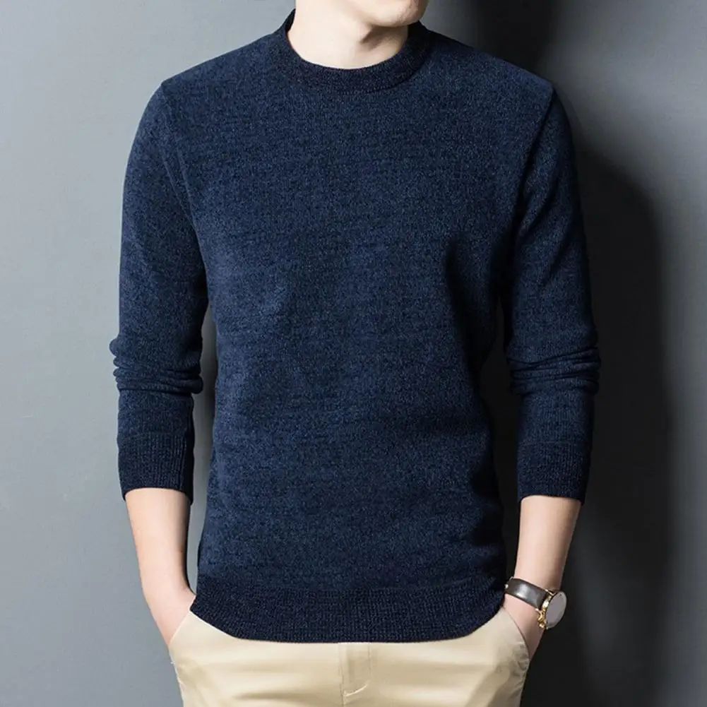 

Men Sweater Round Neck Long Sleeves Winter Autumn Spring Thick Knitted Sweatshirts Casual Pullover Men Clothing For Home Office
