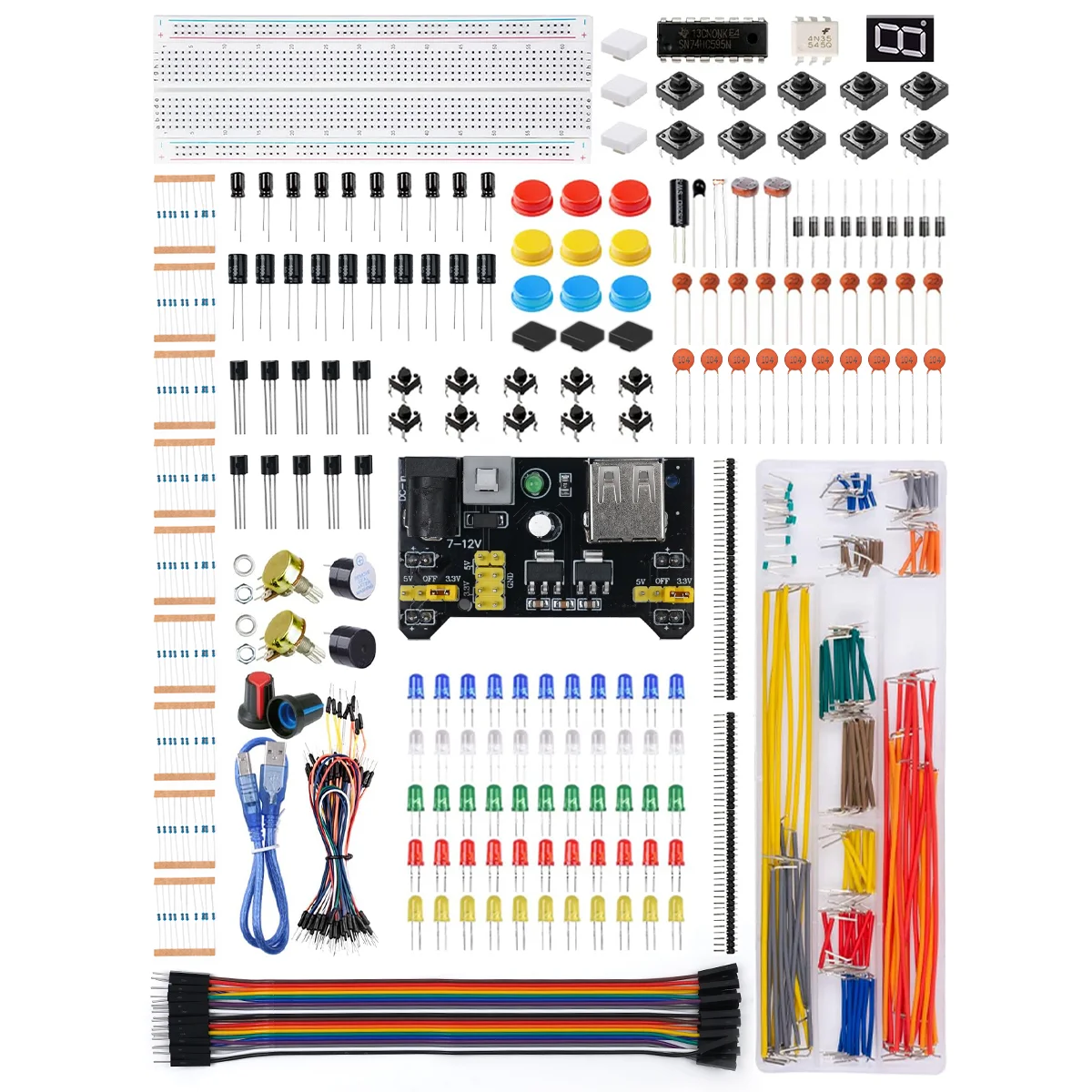Electronic Parts Pack For Arduino Beginners 830 Tie Points Breadboard Kit With Resistors Capacitors Diodes LED UNO R3 DIY