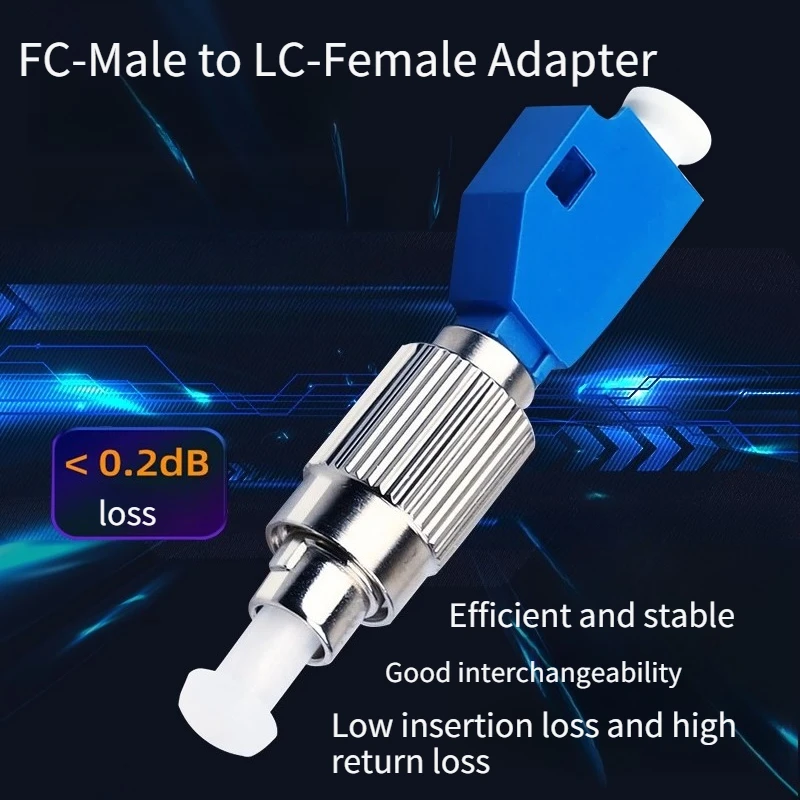 FC‑Male to LC‑Female Fiber Optic Adapter Flange Plate FC‑LC Coupler Red‑Light‑Pen Connector for LC Patch Cord