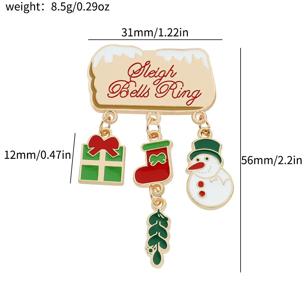 Cross border hot selling Christmas themed metal brooch, Christmas tree bell, gingerbread man pendant wholesale