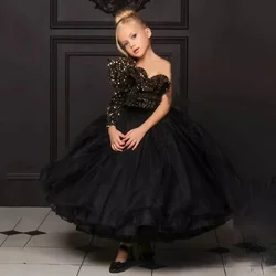 Robes de princesse gonflées pour filles, robe de Rhluxueuse pour filles, robe de fête d'anniversaire, robe de mariage élégante pour enfants