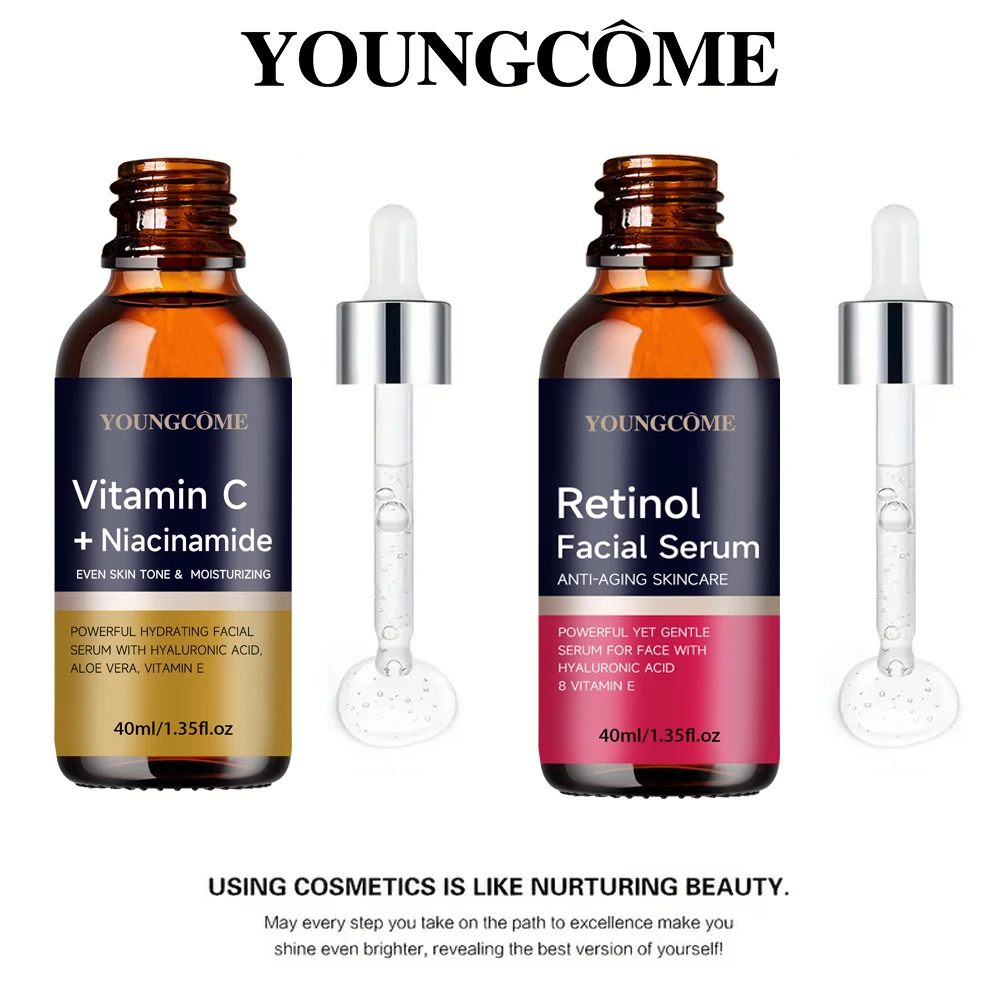 Soro facial de vitamina C ilumina o tom da pele desbota marcas de acne evende a tez essência de clareamento para brilho radiante
