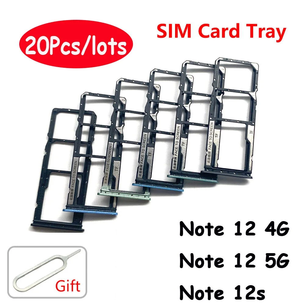 

20Pcs，Sim Card Tray For Xiaomi Redmi Note 12S 12 4G 5G Micro Nano SIM Card Holder Tray Slot Holder Adapter Socket