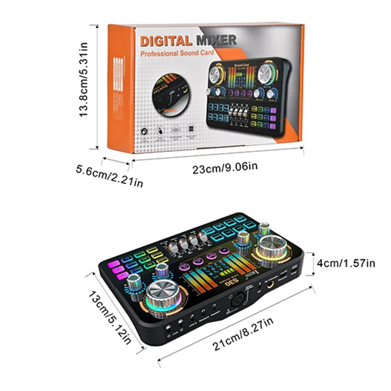 Sound Card Audio Mixer S30 with DJ Mixer Effects Voice Changer Bluetooth Sound Card for PC Phone Streaming Podcast Recording