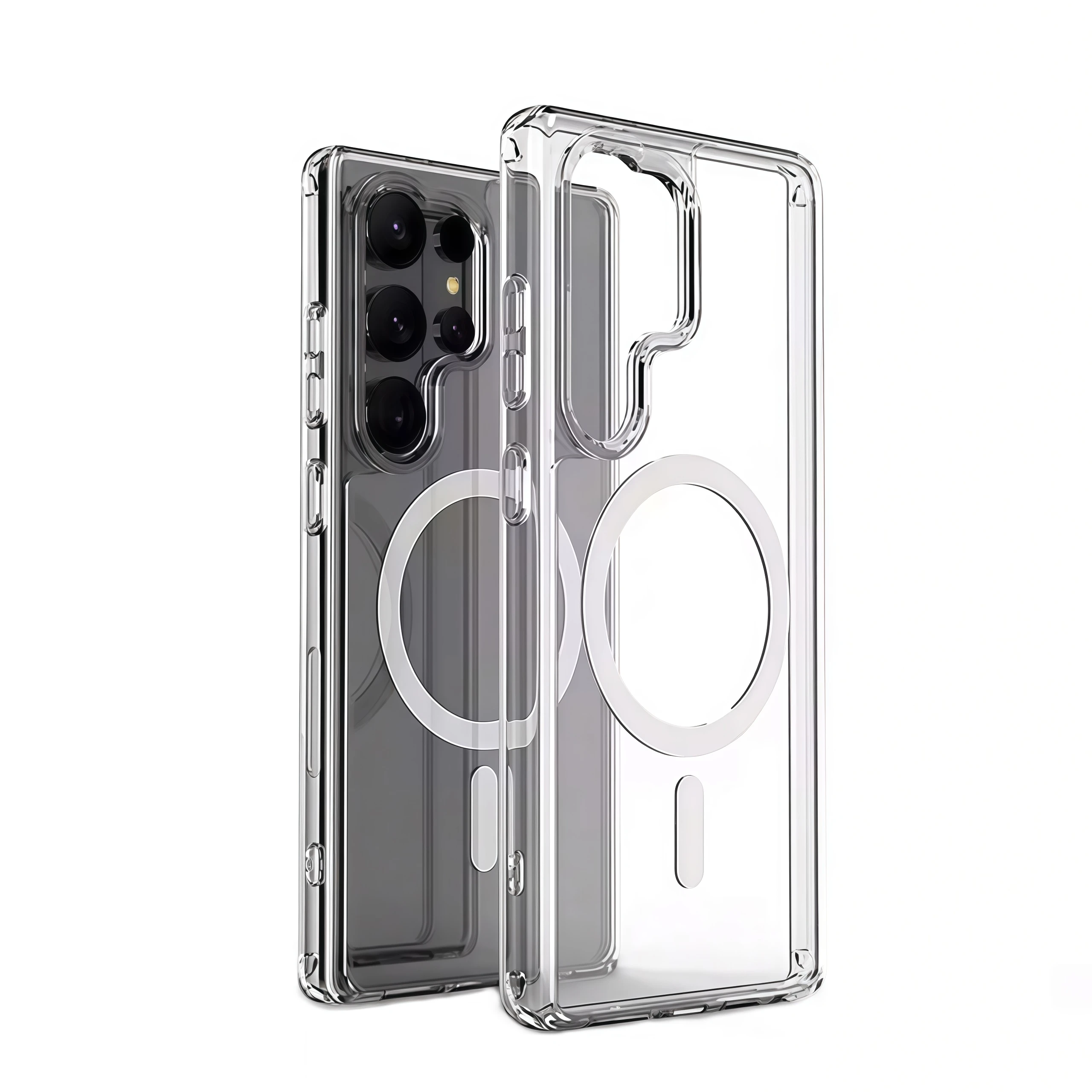 Transparent Shockproof Phone Case For Samsung Galaxy S26 S25 S24 S23 S22 S21 S20 Note 20 Ultra 10 Plus FE Magnetic Armor Cover