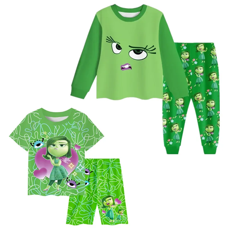 Kids Inside-Out 2 Costume Cartoon Joy Disgust Anger Pajama Sets Baby Girls Long Sleeve Tops Pants 2pcs Set boys Casaul Sleepwear